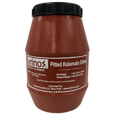 Wholesale Krinos Pitted Kalamata Olives 2 kg keg- Bulk