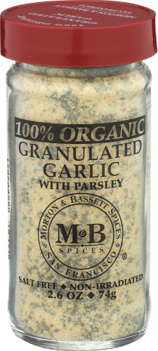 Wholesale Morton & Bassett Organic Granulated Garlic With Parsley 2.6oz Shaker- Bulk