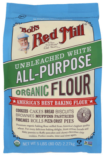 Bob's Red Mill Organic All Purpose Unbleached White Flour 5lb 4ct
