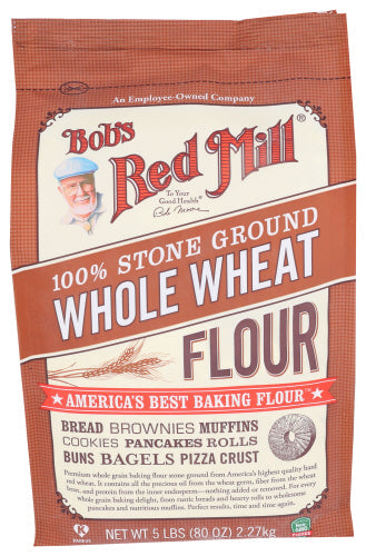 Bobs Red Mill Whole Wheat Flour 5lb 4ct