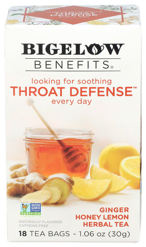 Bigelow Throat Defense Herbal Tea Ginger Honey Lemon Tea 1.06oz 6ct