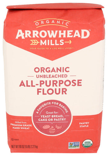 Wholesale Arrowhead Mills Organic White Flour Unbleached 80 Oz Bag- Bulk