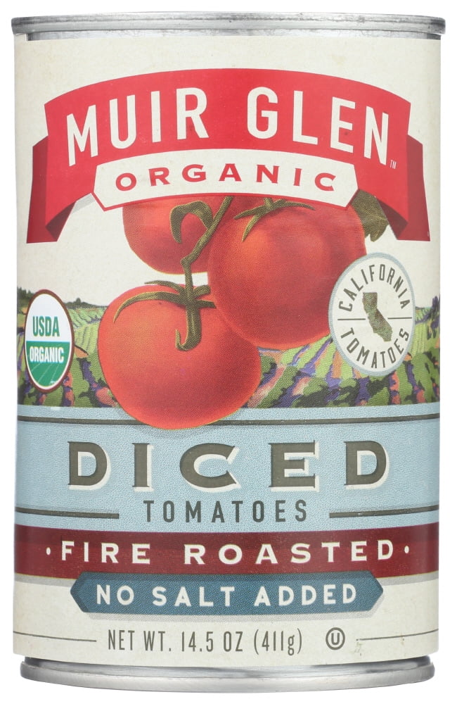 Muir Glen Organic Diced Tomatoes No Salt Added Fire Roasted 14.5 oz