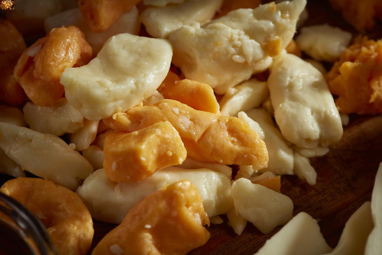 Wholesale Weyauwega Cheddar Cheese Curd Colored 5 lbs Bag- Bulk