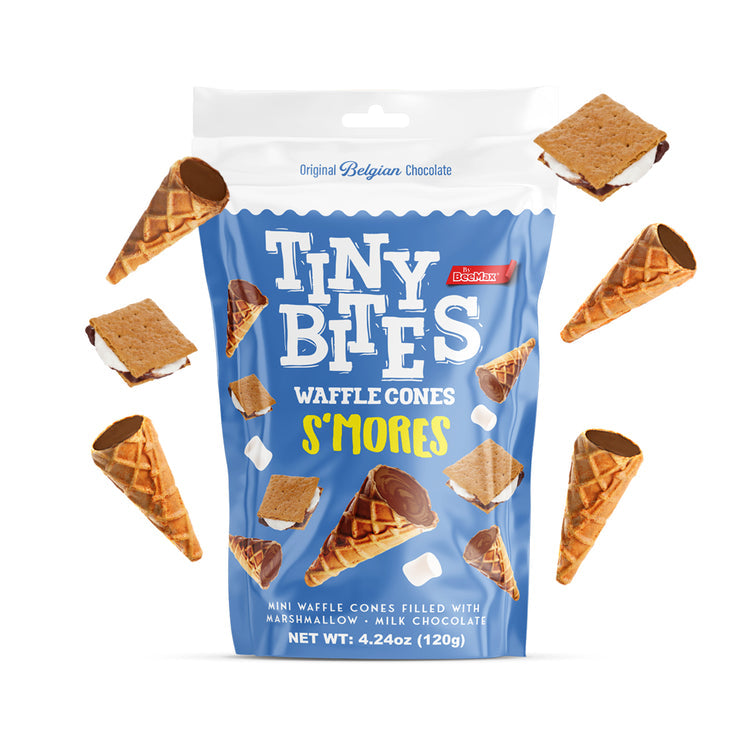 BeeMax Tiny Bites Milk Chocolate Waffle Cones with Marshmallow & S’more Cream – 4.24 oz