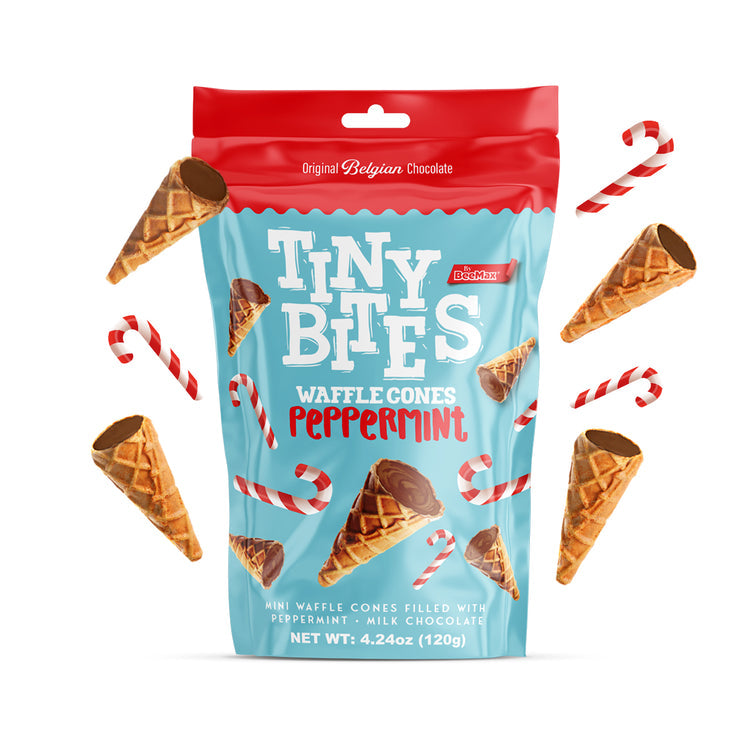 Wholesale BeeMax Tiny Bites Milk Chocolate Waffle Cones with Peppermint Flavor – 4.24 oz- Bulk
