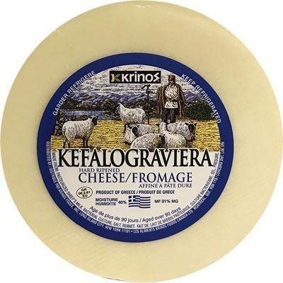 Wholesale Krinos Kefalograviera Cheese Appx. 25Lb Wheel- Bulk