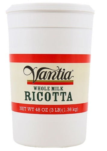 Wholesale Vantia Whole Milk Ricotta Cheese 3 lb- Bulk
