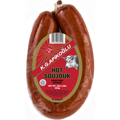 Apikoglu Hot Halal Soujouk 1Lb Vac Pack