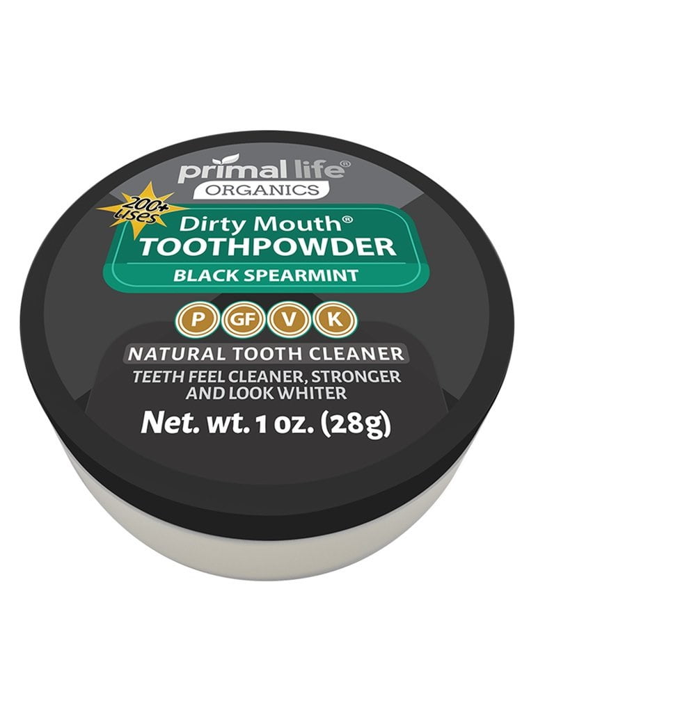 Primal Life Dirty Mouth Toothpowder Black Spearmint 1 Oz Cup