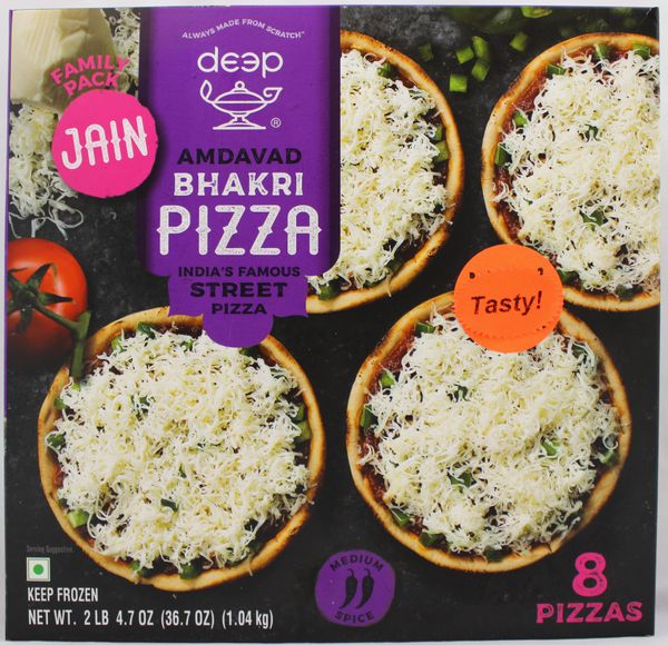 Wholesale Deep Amdavad Bhakri Pizza Jain 8 PCS 2 lb- Bulk