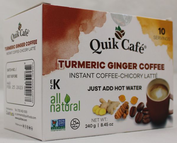 Wholesale Quik Tea Turmeric Ginger Coffee 8.5 oz- Bulk