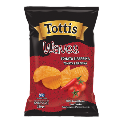 Wholesale Tottis Chips Waves W/ Tomato & Paprica 90 Gram- Bulk