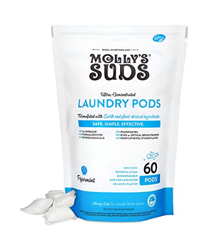 Mollys Suds Laundry Detergent Pods Natural for Sensitive Skin Peppermint 29.63 Oz
