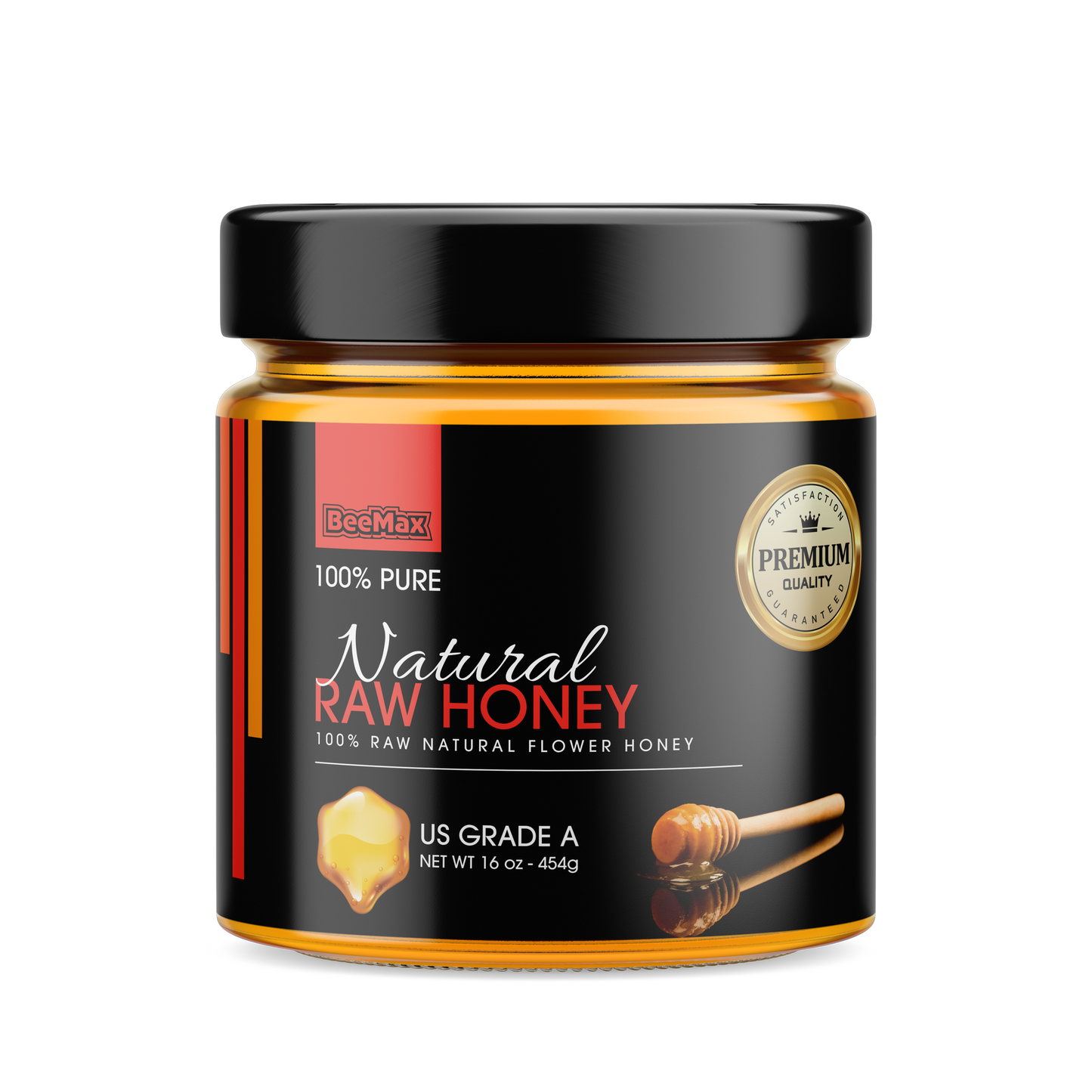 Wholesale BeeMax Raw Natural Flower Honey Jar Design #2 – 16 Oz-12 Ct Case Bulk