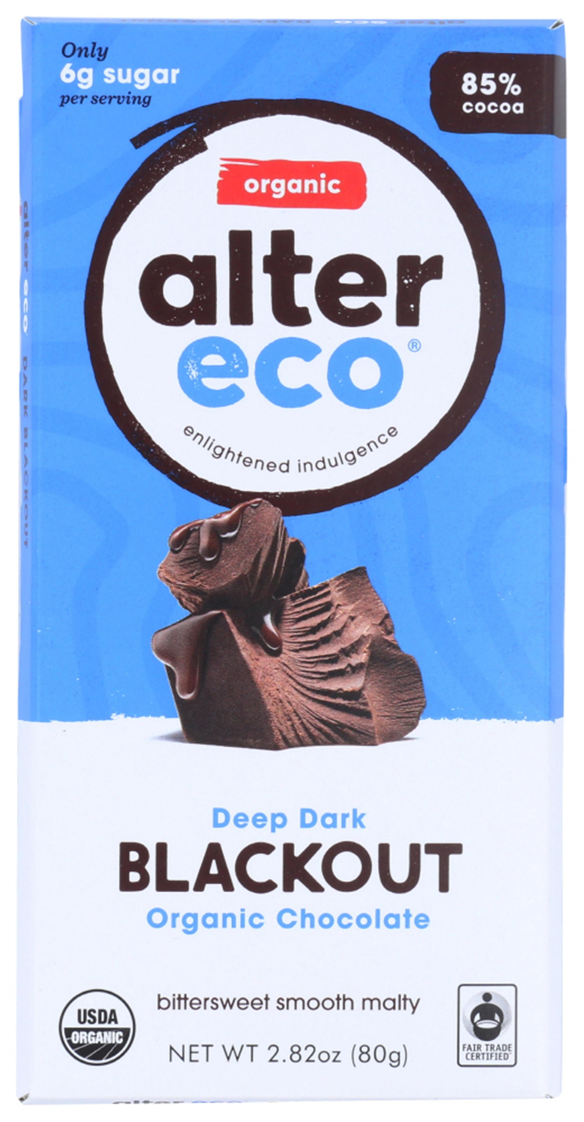 Alter Eco Chocolate Deep Dark Blackout 2.82 Oz Bar