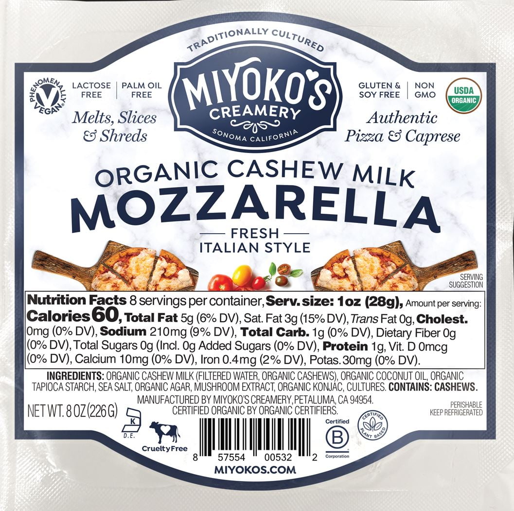 Miyoko's Creamery Organic Cashew Milk Mozzarella Cheese 8 Oz Pack