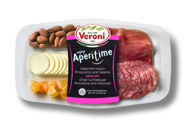 Wholesale Veroni Aperitime Prosciutto Salame Provolone Cataloupe & Almonds 6 oz- Bulk