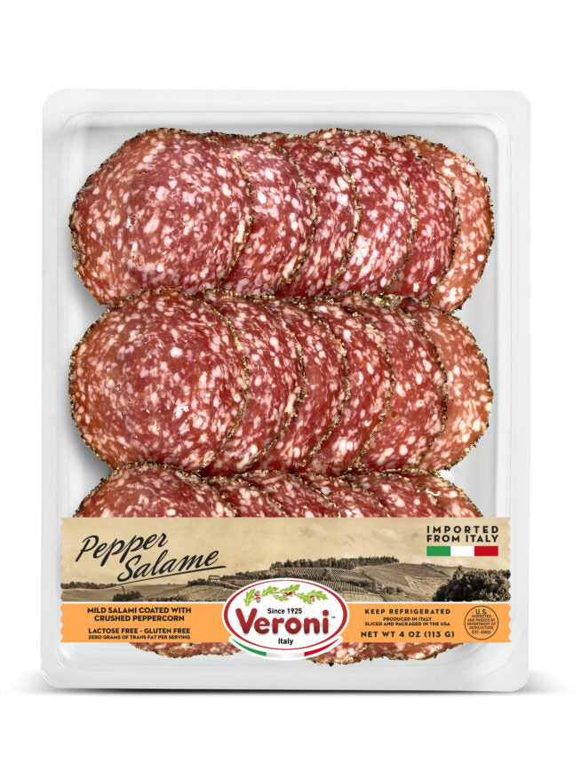 Wholesale Veroni Pre Sliced Peppered Salame 4 oz- Bulk