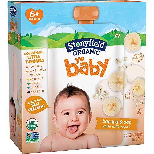 Stonyfield Organic YoBaby Whole Milk Baby Yogurt Pouches Banana & Oat