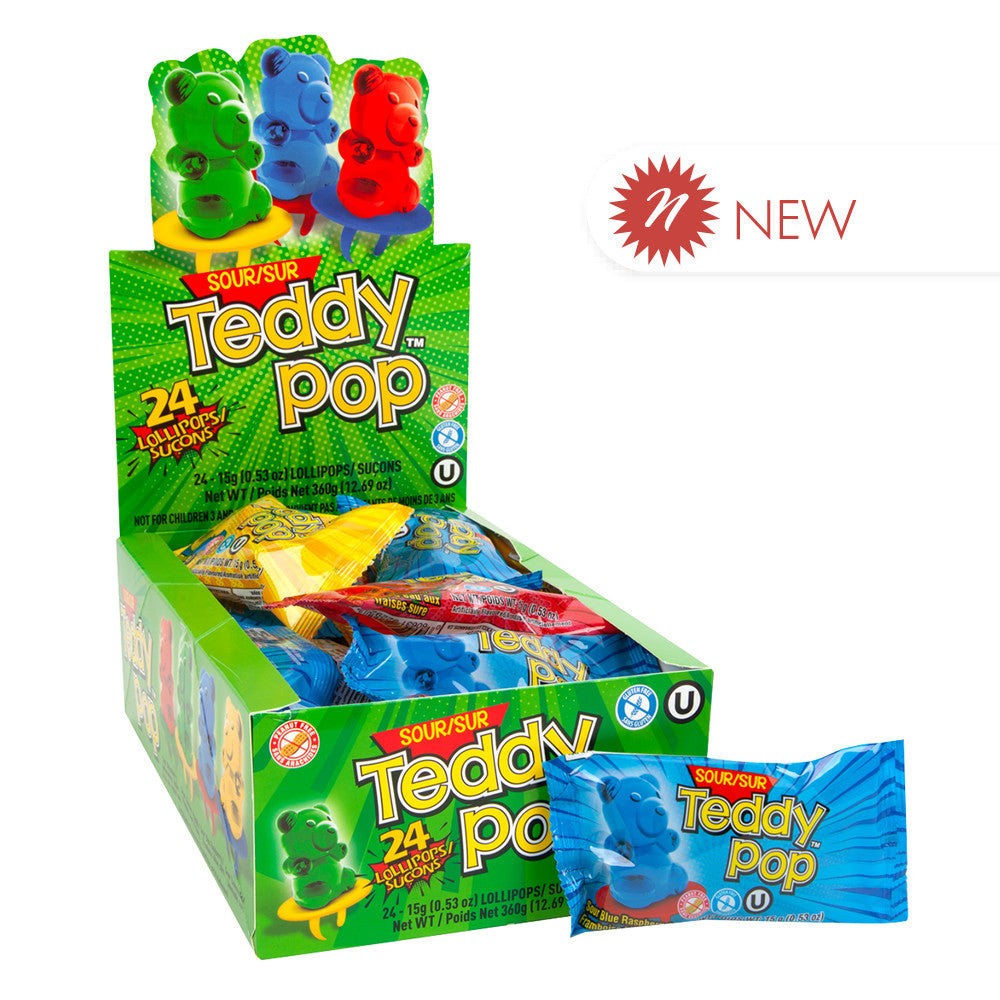 Wholesale Teddy Pop Sour Lollipop Ring 0.53 Oz- Bulk