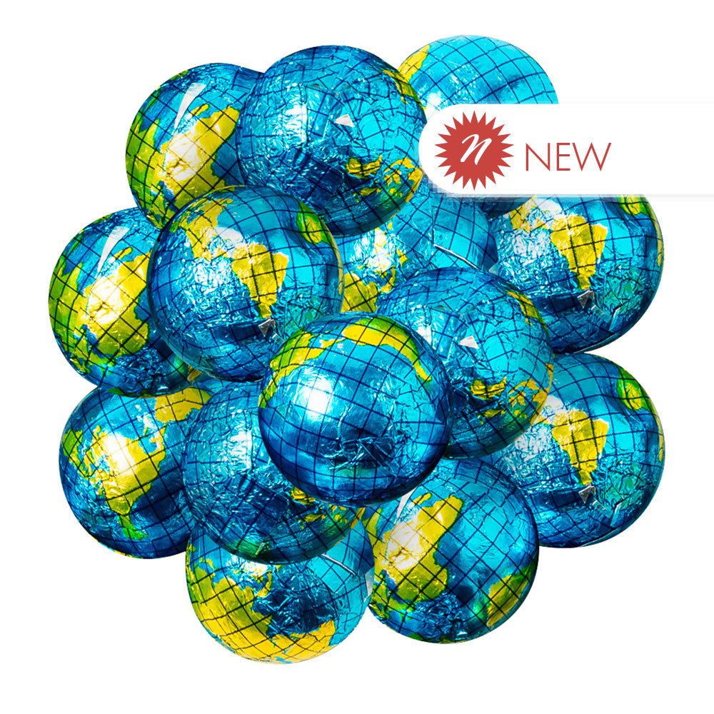 Wholesale Foiled Milk Chocolate World Globe Balls- Bulk