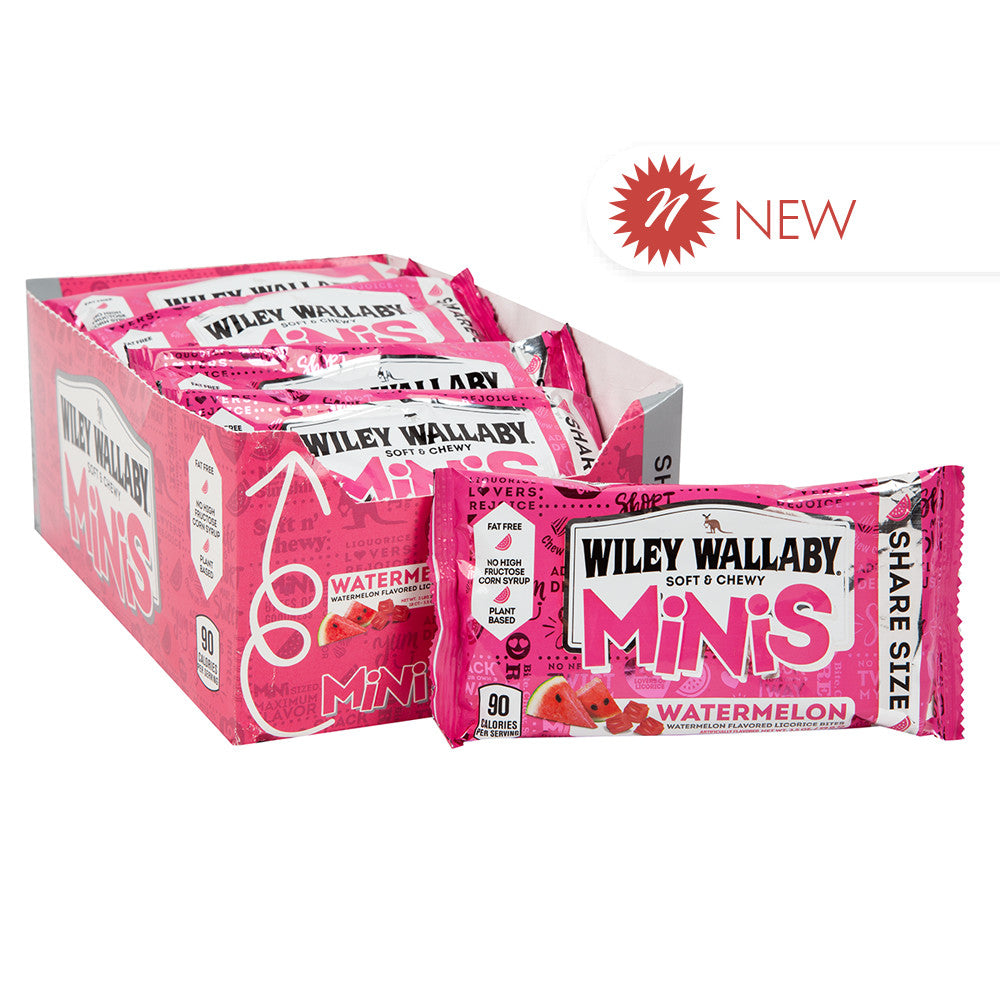 Wholesale Wiley Wallaby Watermelon Mini Licorice Bites 3.5 Oz Bag- Bulk
