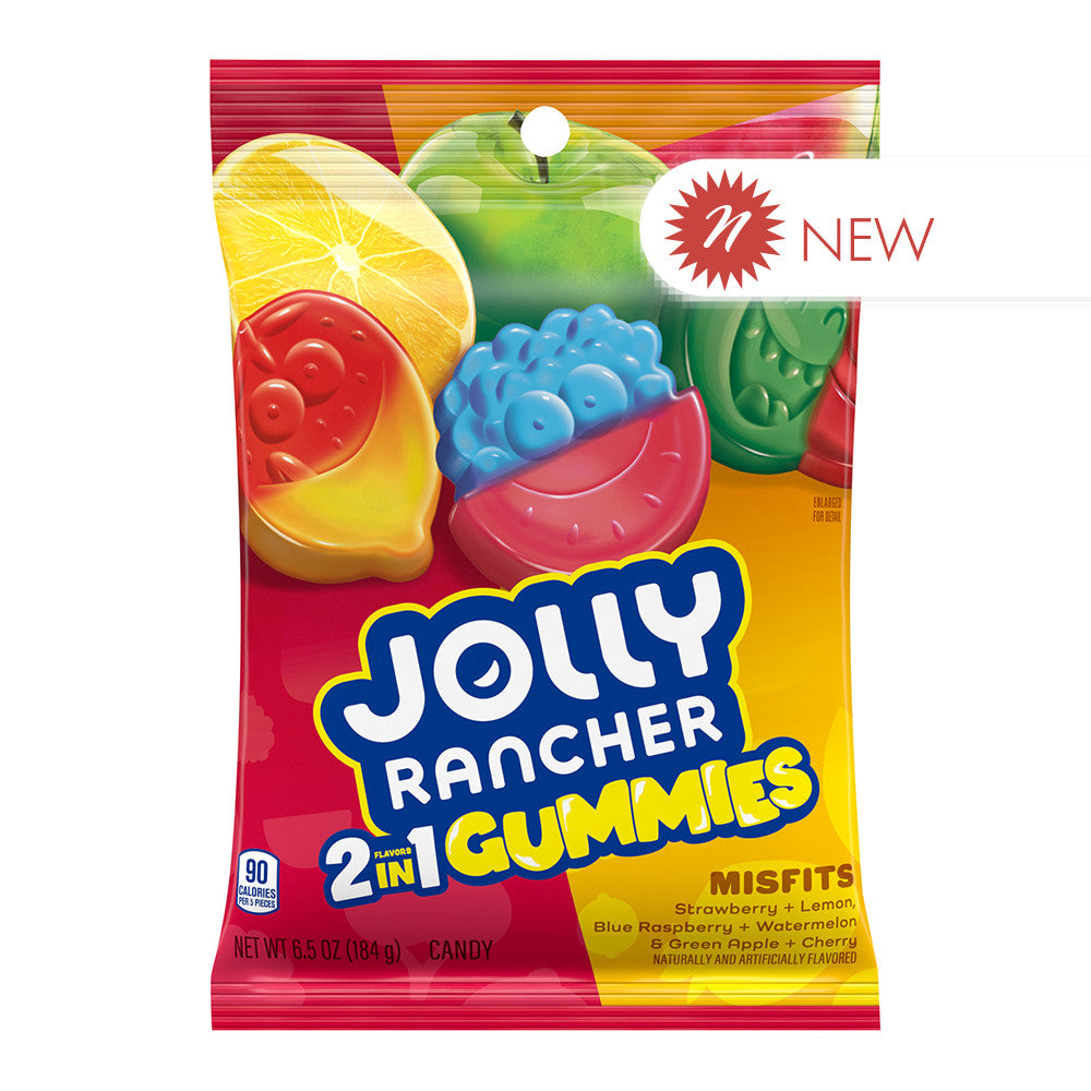 Wholesale Jolly Rancher Misfits 2 In 1 Gummies 6.5 Oz Peg Bag- Bulk