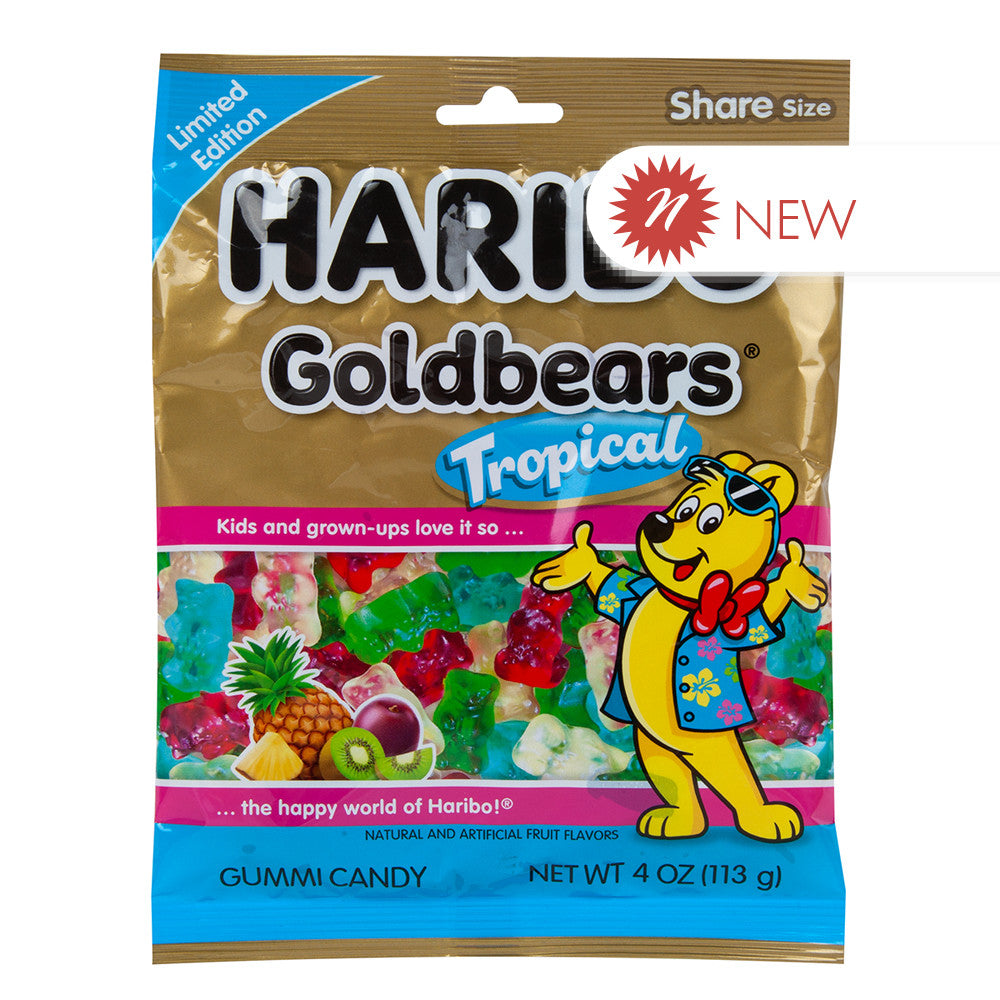 Wholesale Haribo Tropical Goldbears 4 Oz Peg Bag- Bulk