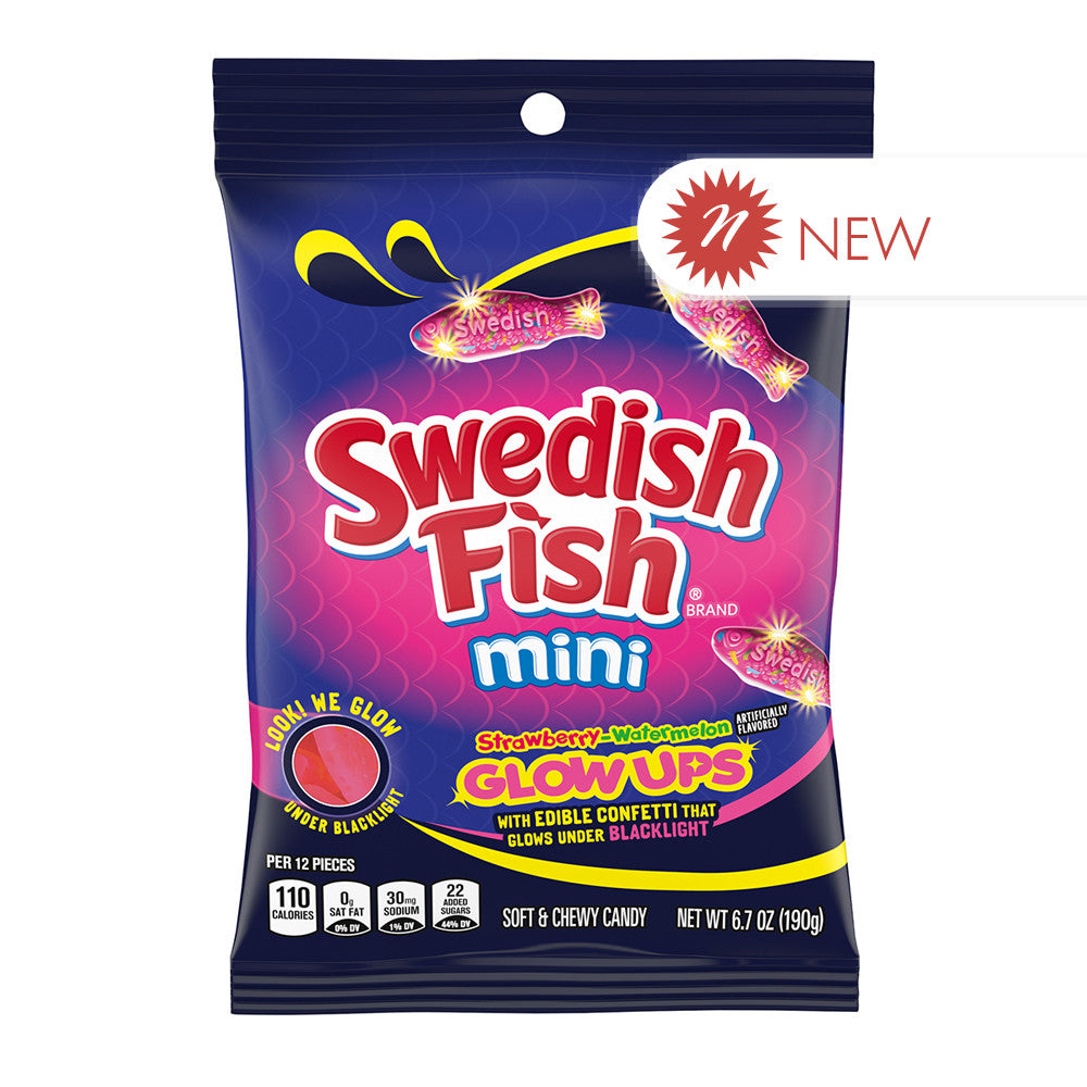 Wholesale Swedish Fish Minis Glow Ups Peg Bag- Bulk