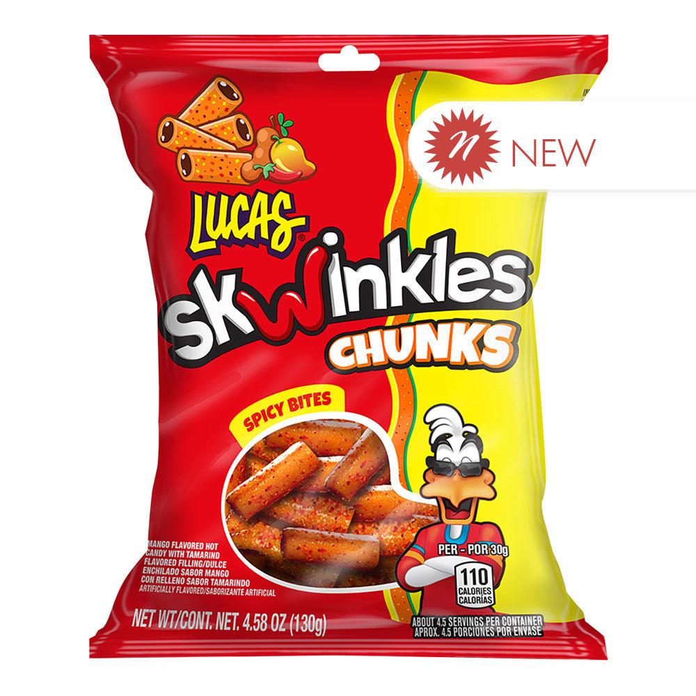 Wholesale Lucas Spicy Bites Mango Skwinkles Chunks 4.58 Oz Peg Bag- Bulk