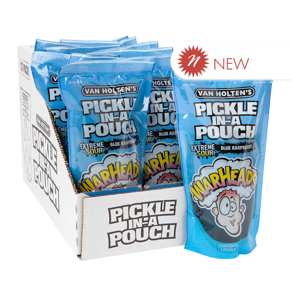 Wholesale Van Holten'S Warheads Blue Raspberry Pickle In A Pouch- Bulk