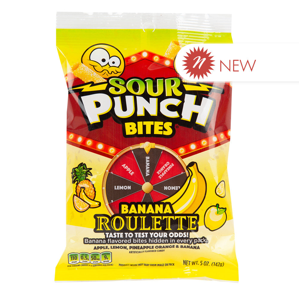 Wholesale Sour Punch - Bites - Banana Roulette - Peg- Bulk