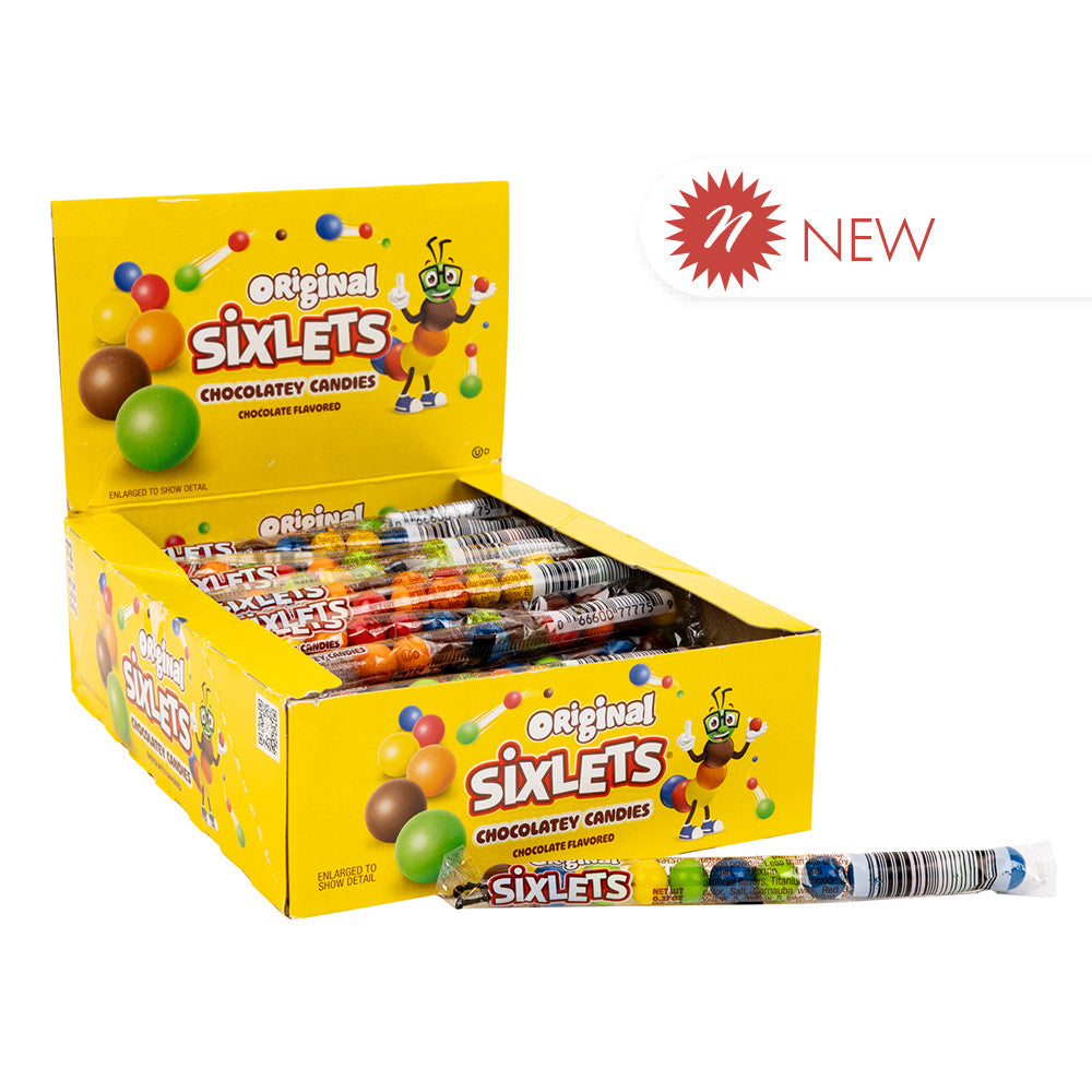 Wholesale Sixlets - Chocolate Candy - 12 Ball Tube - .36Oz- Bulk