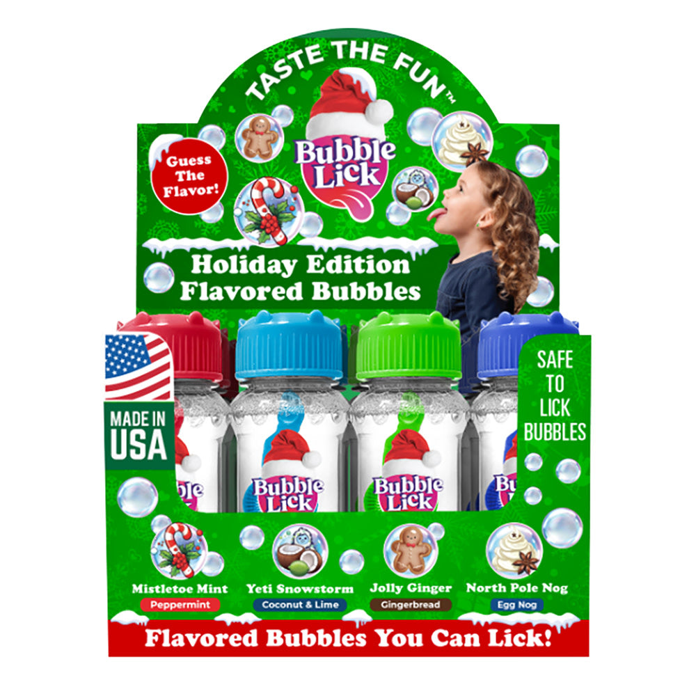 Wholesale Bubblelick Holiday Mix Bubbles 2.5 Oz Bottle- Bulk