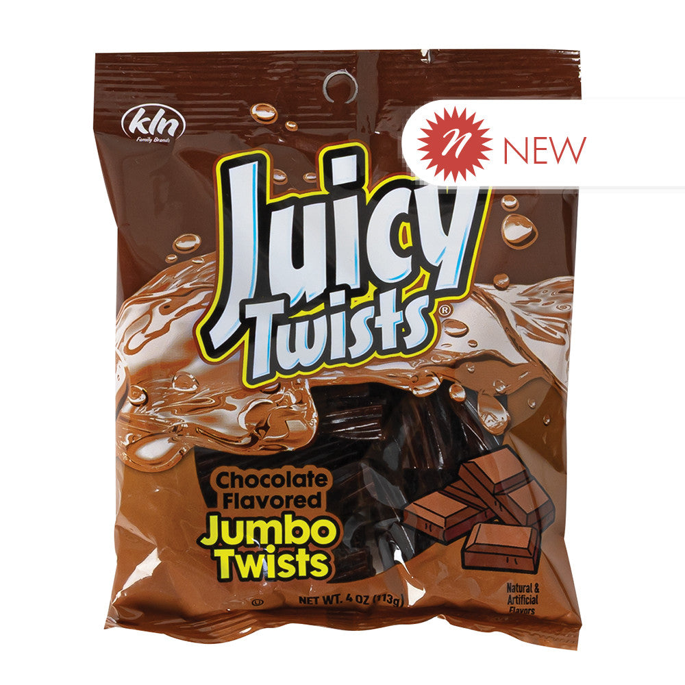 Wholesale Juicy Twists Chocolate Jumbo Twists 4 Oz Peg Bag- Bulk