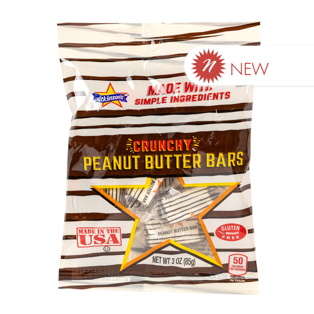 Wholesale Atkinson'S - Crunchy Peanut Butter Bars - Peg - 3Oz- Bulk