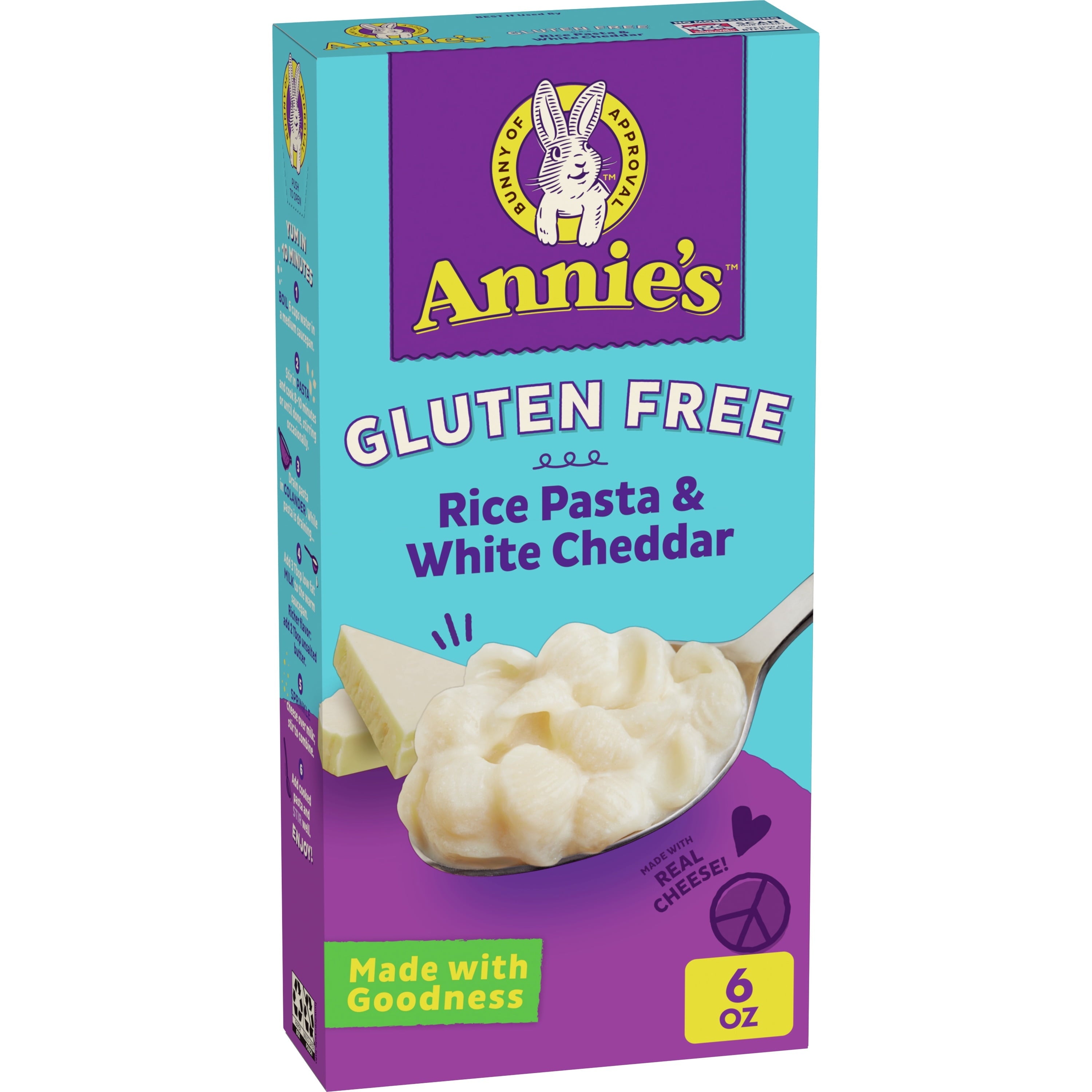 Annie's Homegrown Rice Pasta Shells & White Cheddar 6 Oz Box