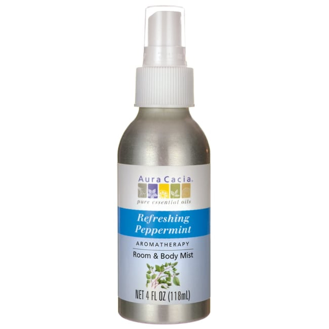 Aura Cacia Aromatherapy Room & Body Mist Refreshing Peppermint 4 oz Bottle