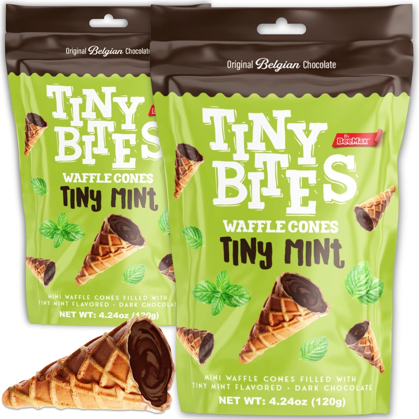 Wholesale BeeMax Tiny Bites Dark Chocolate Waffle Cones with Tiny Mint – 4.24 oz- Bulk