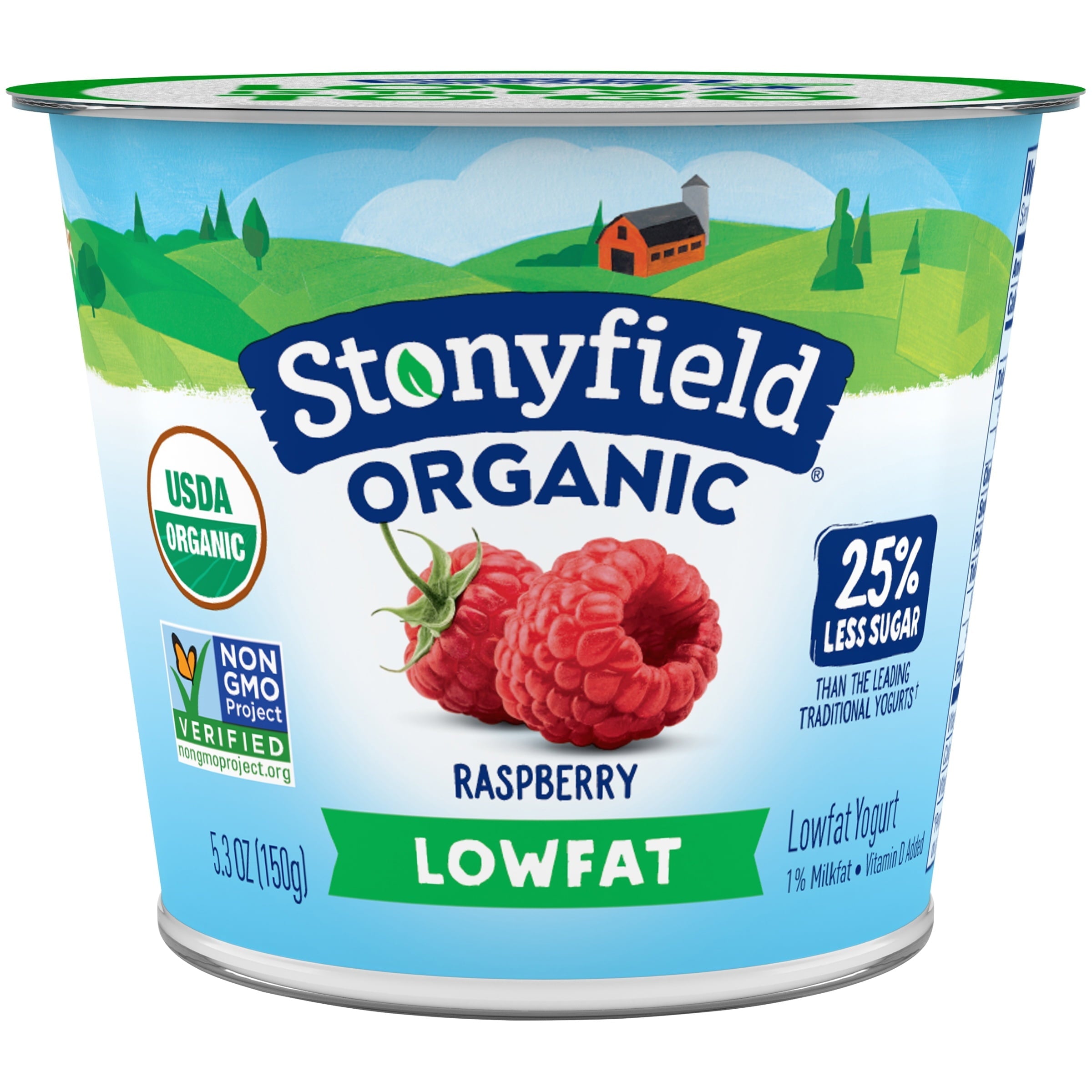 Stonyfield Smooth & Creamy Organic Low Fat Rasberry Yogurt 6 Oz.