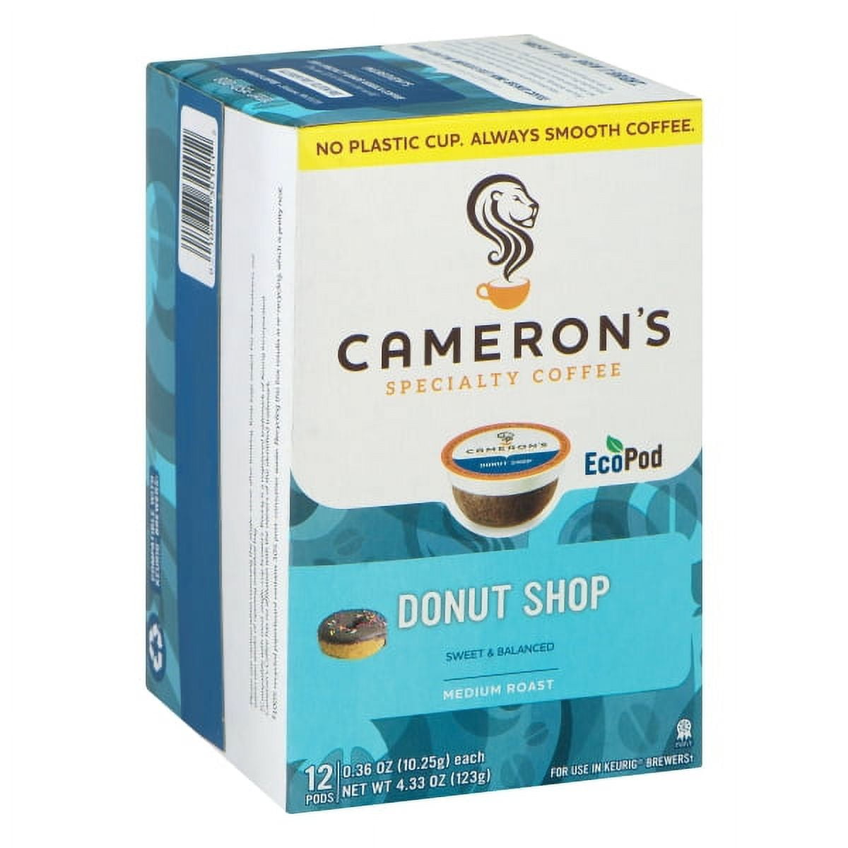 Cameron s Specialty Coffee Premium Donut Shop Single Serve Pods 12 count', "Cameron's Coffee Single Serve Pods, Donut Shop, 12 Count (Pack of 1)