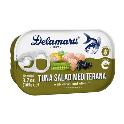 Wholesale Delamaris Mediterranea Tuna Salad 105G Tin- Bulk