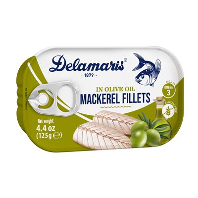 Wholesale Delamaris Mackerel Fillets In Extra Virgin Olive Oil 125G Tin- Bulk