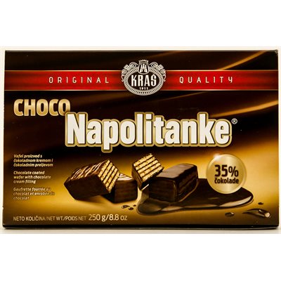 Wholesale Kras Napolitanke Chocolate Covered Wafers 250G Box- Bulk