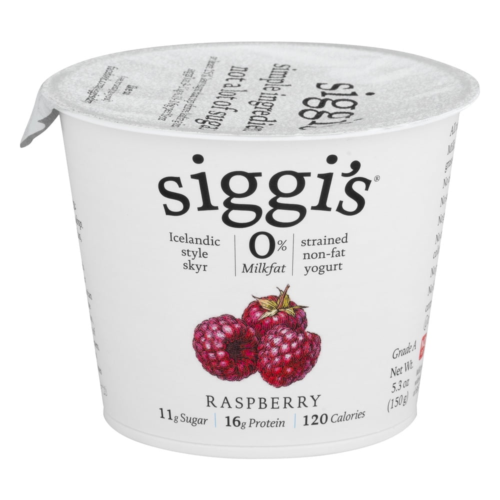 Siggi's Icelandic Style Skyr Strained Nonfat Raspberry Yogurt 5.3 Oz Cup