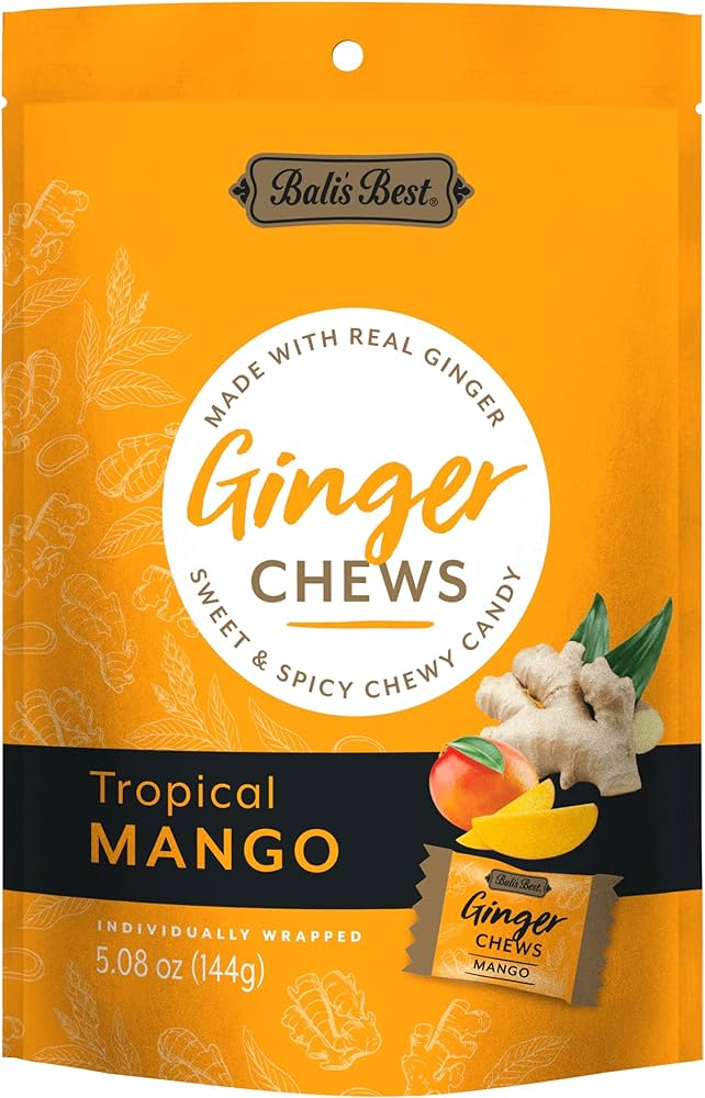 Bali's Best Tropical Mango Ginger Chews 5.08 Oz Pouch