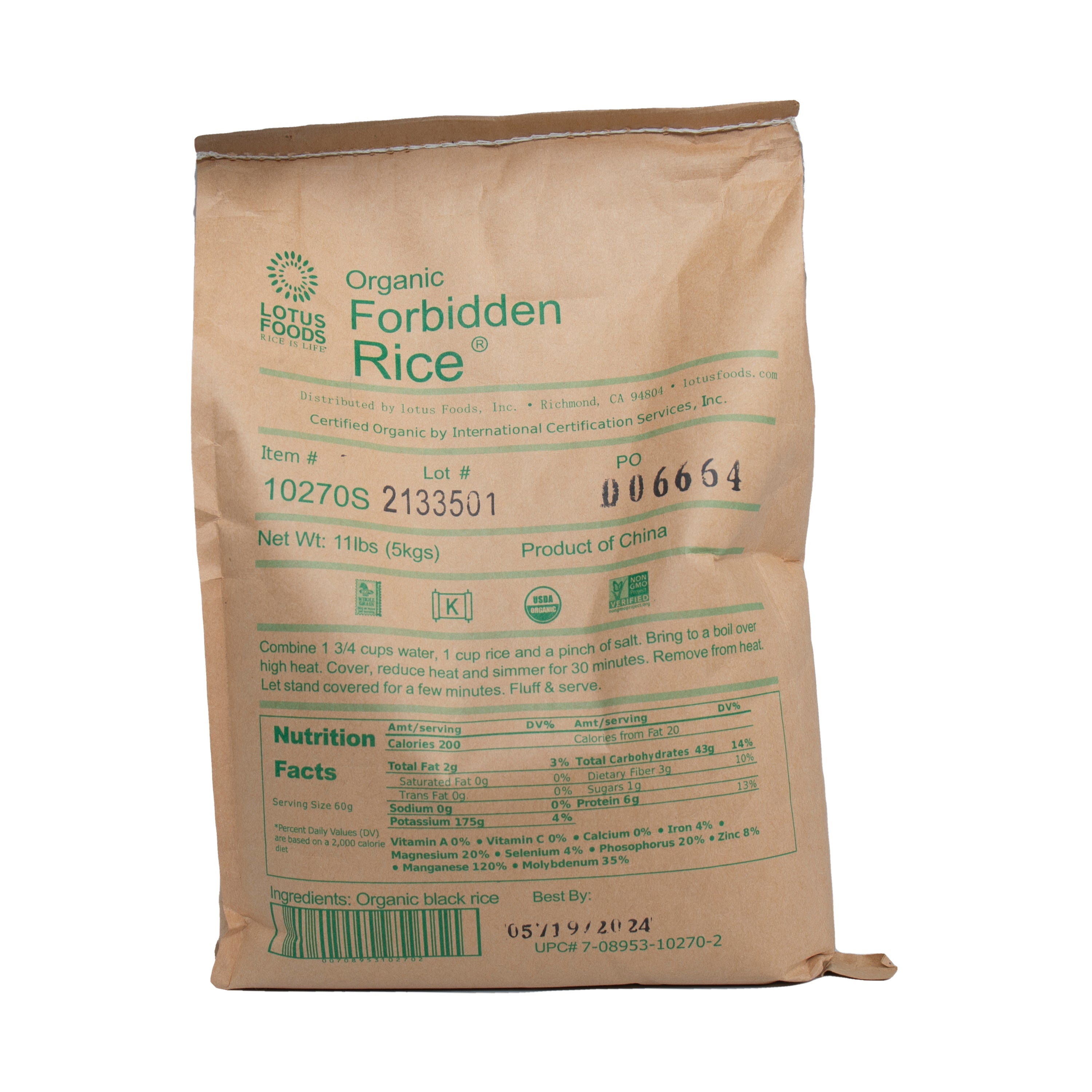 Lotus Foods Forbidden Rice 11lb 1ct