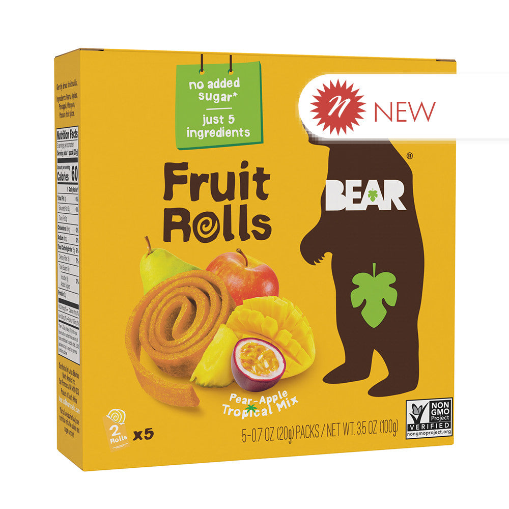 Wholesale Bear Real Fruit Pear-Apple Tropical Mix Yoyos 3.5 Oz Box- Bulk