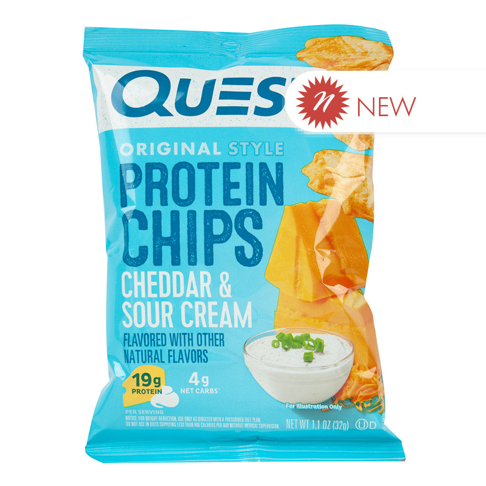 Wholesale Quest Cheddar & Sour Cream Tortilla Style Protein Chips 1.1 Oz Bag- Bulk